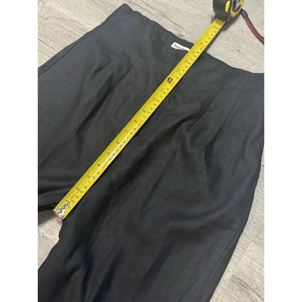 Reformation Black Wide Leg Linen Pants
